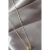 Gold Renkli Küp Model Zirkon Taşlı T Harfli Kolye