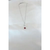 Gümüş Kaplama Kırmızı Gül Figürlü Kadın Kolye