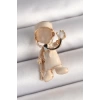 Pirinç Gold Renk Beyaz Mineli Doktor Model Kadın Broş