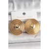 Pirinç Gold Renk Kalp İşlemeli Daire Plaka Model Kadın Küpe
