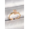 Pirinç Gold Renk Kare Zirkon Taş Model Kadın Yüzük