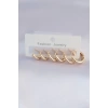 Pirinç Gold Renk Oval Küpe Seti