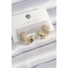 Pirinç Gold Renk Zirkon Taşlı Kadın Küpe