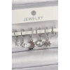 Pirinç Gümüş Renk Zirkon Taşlı Gezgen Model Kadın Küpe Seti