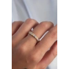 Pirinç Gümüş Renk Zirkon Taşlı XOXO Model Ayarlamalı Yüzük