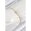 Pirinç Zirkon Taşlı Arı Model Ezme Zincir Gold Renk Kadın Bileklik