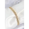 Pirinç Zirkon Taşlı Yarım Topcuk Model Gold Renk VIP Seri Kadın Bileklik
