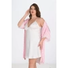 Sana Ne Lazımdı 2li Beyaz-Pembe Sabahlık Takımı Bigsize 6210