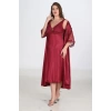 Sana Ne Lazımdı 2li Bordo Sabahlık Takımı Bigsize 6229