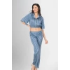 Sana Ne Lazımdı 2li Desenli Saten Pijama Takımı