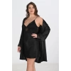 Sana Ne Lazımdı 2li Siyah Sabahlık Takımı Bigsize 6213