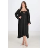 Sana Ne Lazımdı 2li Siyah Sabahlık Takımı Bigsize 6221