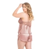 Sana Ne Lazımdı Büyük Beden Vizon Saten Babydoll Şort Takımı