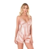 Sana Ne Lazımdı Koyu Pudra Saten Babydoll Şort Takımı