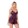 Sana Ne Lazımdı Mürdüm Saten Babydoll Şort Takımı
