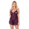 Sana Ne Lazımdı Mürdüm Saten Babydoll Şort Takımı