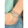 Sarı Mavi Çizgi Desenli Gümüş Renk Metal Kancalı Erkek Bileklik