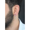 Silver Renk Kaplama Kılıç Figürlü Çelik Kıstırmalı Erkek Küpe
