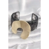 Siyah Mermer Desen Akrilik Plastik Gold Nal Model Plaka Vintage Kadın Bilezik