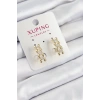 Xuping Zirkon Taşlı Sıralı Damla Model Gold Renk Kadın Küpe