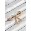 Zirkon Taş Detaylı 3D Fiyonk Figürlü Gold Renk Kadın Broş