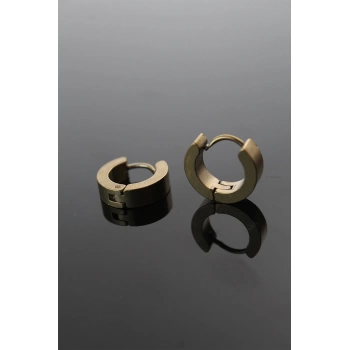 316L Çelik Gold Renk Halka Model Çift Küpe