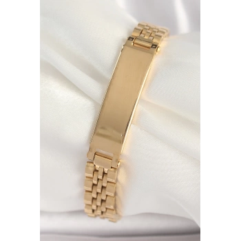 316L Çelik Gold Renk Zincir Künye Model Erkek Bileklik