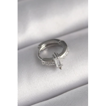 316L Çelik Gümüş Renk Zirkon Taşlı Tragus Piercing