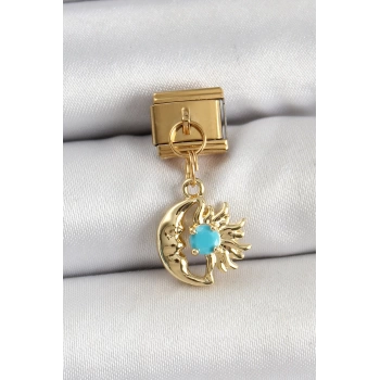 316L Çelik Sallantılı Ay Ve Güneş Model Gold Renk Nomination Charm