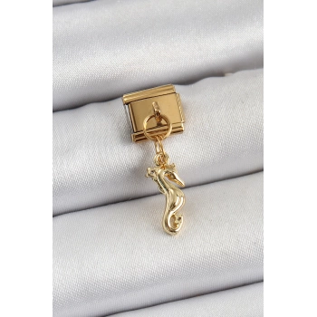 316L Çelik Sallantılı Deniz Atı Model Gold Renk Nomination Charm