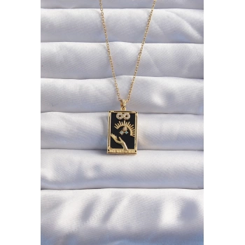 316L Çelik Zincir Gold Renk Sonsuzluk Detay Zirkon Taşlı Tarot Kolye