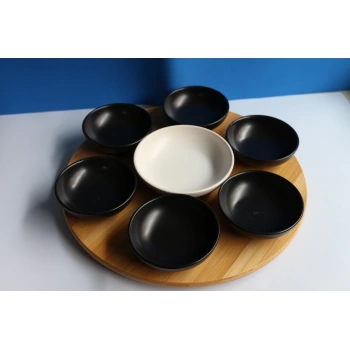 Bambu Dönen Standlı 7li Sosluk Set