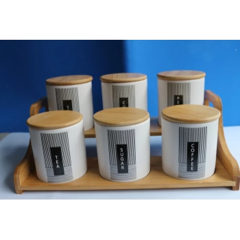 Bambu Standlı 6lı Baharat Seti