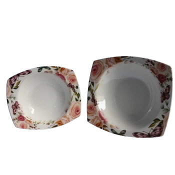 Dijital Baskılı 2li Derin Kare Salata Kasesi 29cm 24cm