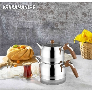 Kahramanlar Yağmur Ahşap Saplı Mega Çaydanlık