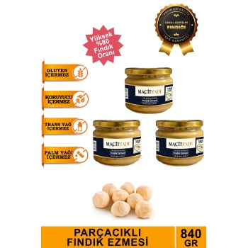 Macitzade 280 gr Fındık Ezmesi 3lü Gold Paket (%80 FINDIK) 840 gr