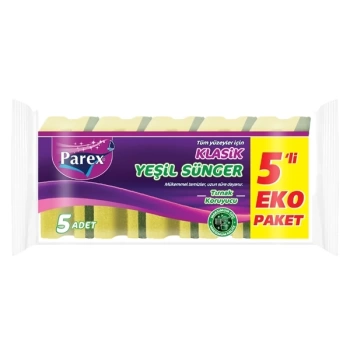 Parex Klasik Yeşil Oluklu Sünger 5li Paket