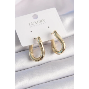 Pirinç Gold Renk Halka Model Kadın Küpe