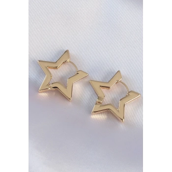 Pirinç Gold Renk Yıldız Küpe