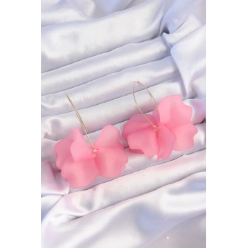 Pirinç Pembe Renkli Flora Küpe