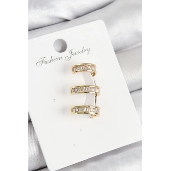 Pirinç Su Yolu Model Gold Renk Sağ Kıkırdak Küpe