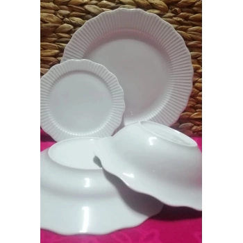 PORLAND FRiLLY BEYAZ 24 PARÇA 6 KİŞİLİK YEMEK TAKIMI