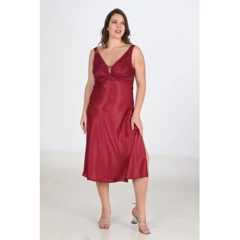 Sana Ne Lazımdı 2li Bordo Sabahlık Takımı Bigsize 6229