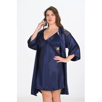 Sana Ne Lazımdı 2li Lacivert Sabahlık Takımı Bigsize 6208