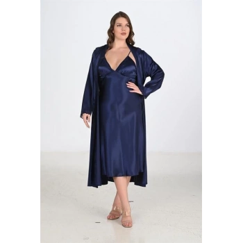 Sana Ne Lazımdı 2li Lacivert Sabahlık Takımı Bigsize 6225