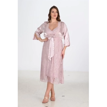 Sana Ne Lazımdı 2li Pudra Sabahlık Takımı Bigsize 6220
