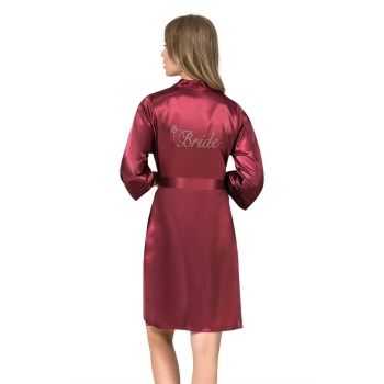 Sana Ne Lazımdı Bordo Kısa Saten Bride Sabahlık