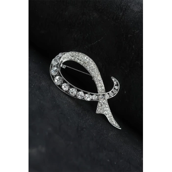 Zirkon Taşlı Metal Broş
