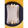 Cooker Dikdörtgen Dövme Desenli Kelebekli Kulplu Metal Tepsi 25x17 cm