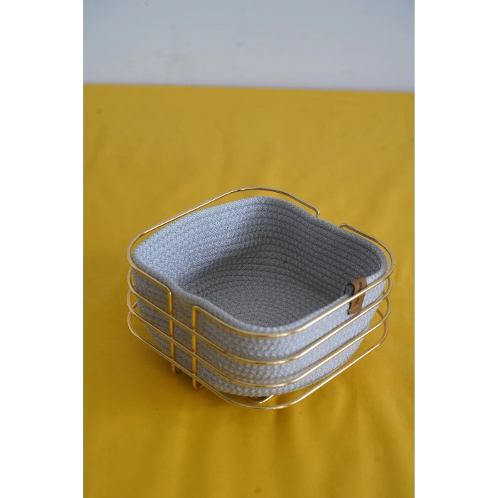 Naturel Kare Çok Amaçlı Organizer Ekmek Ve Meyve Sepeti